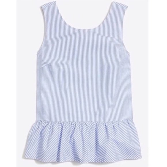 J.Crew Striped Double Bow Back Peplum Tank Blouse - Picture 2 of 8